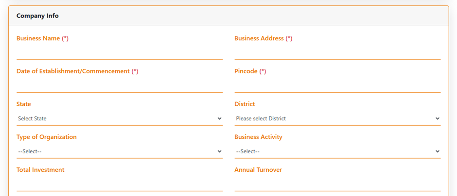 Enter the company details