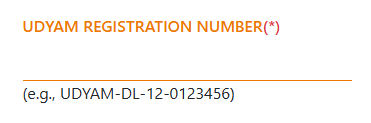 Udyam Registration Number input field on Udyog Register print certificate form
